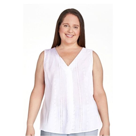 Women's White Woven Lightweight Tank Top Shirt Size XXXL - Picture 6 of 10